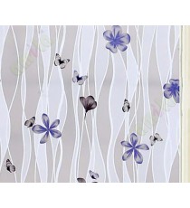 Purple white black frosted flower butterfly lines decorative glass film